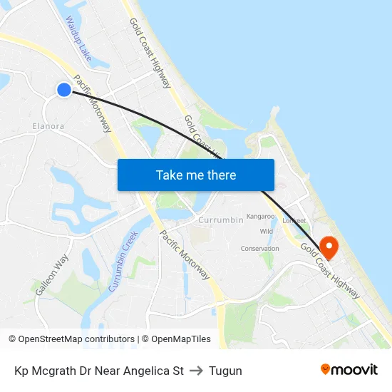 Kp Mcgrath Dr Near Angelica St to Tugun map