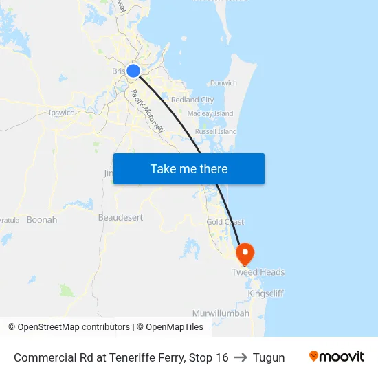 Commercial Rd at Teneriffe Ferry, Stop 16 to Tugun map