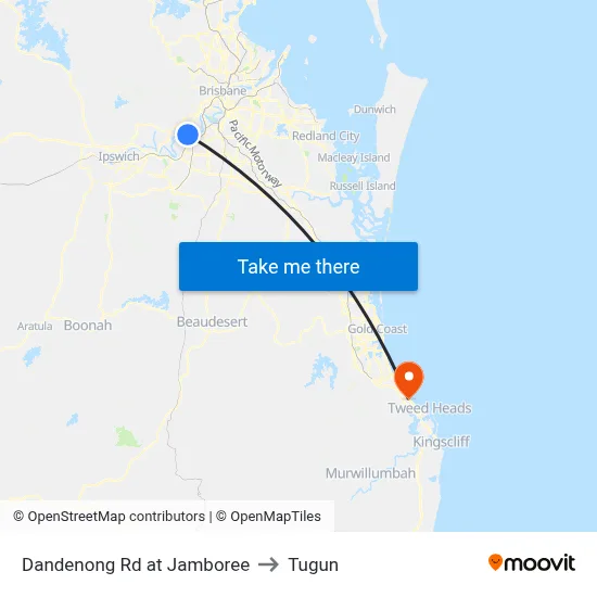 Dandenong Rd at Jamboree to Tugun map