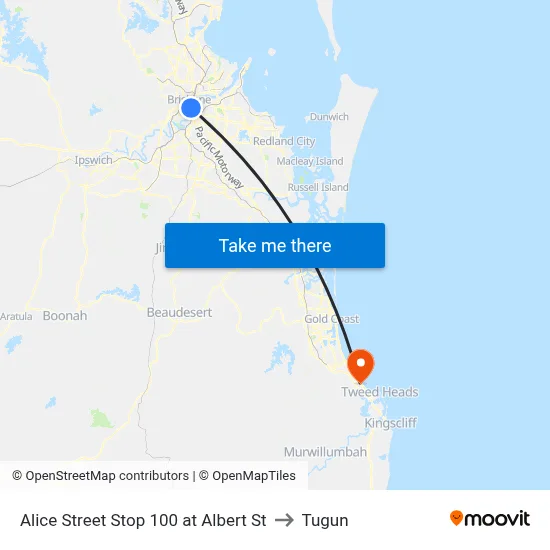 Alice Street Stop 100 at Albert St to Tugun map