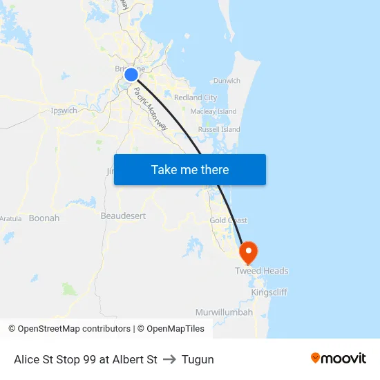 Alice St Stop 99 at Albert St to Tugun map