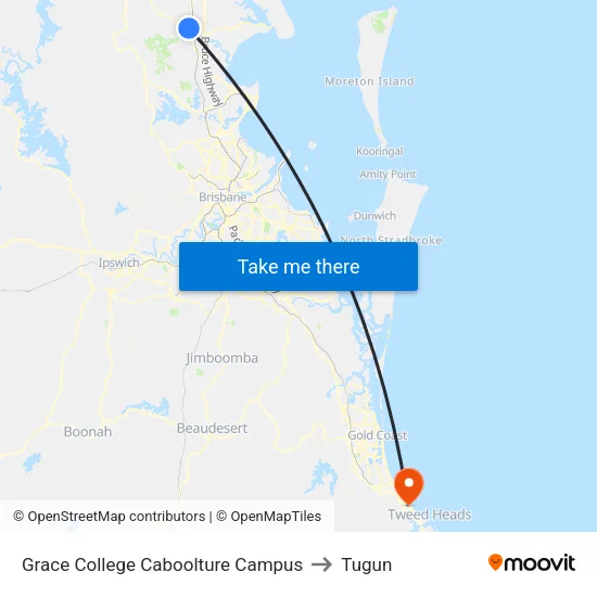 Grace College Caboolture Campus to Tugun map