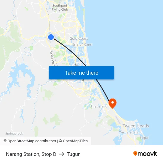 Nerang Station, Stop D to Tugun map