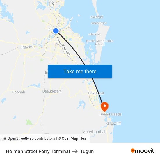 Holman Street Ferry Terminal to Tugun map