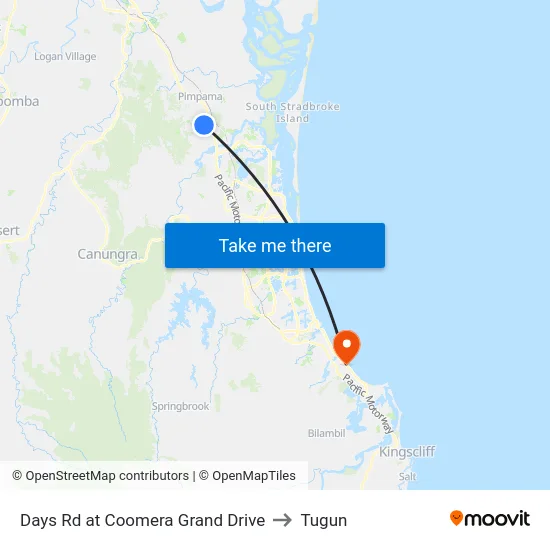 Days Rd at Coomera Grand Drive to Tugun map