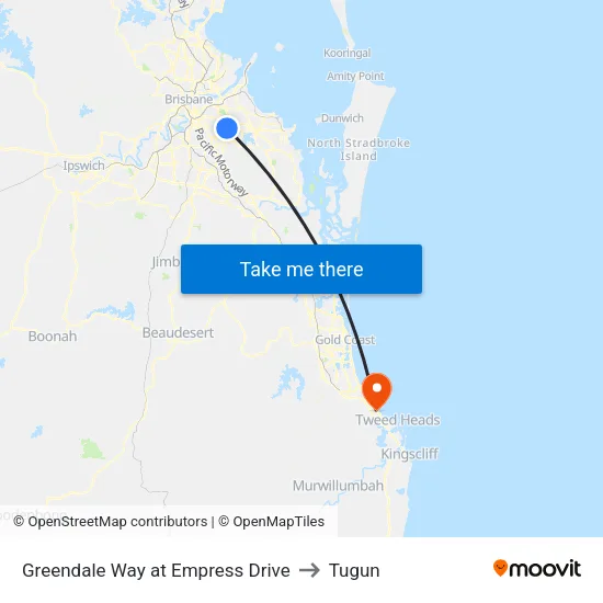 Greendale Way at Empress Drive to Tugun map