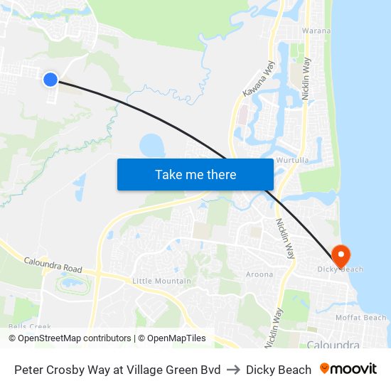 Peter Crosby Way at Village Green Bvd to Dicky Beach map