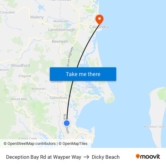 Deception Bay Rd at Wayper Way to Dicky Beach map