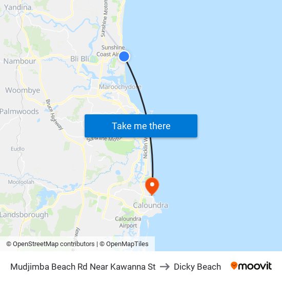 Mudjimba Beach Rd Near Kawanna St to Dicky Beach map