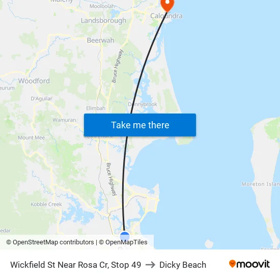 Wickfield St Near Rosa Cr, Stop 49 to Dicky Beach map