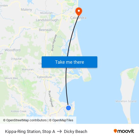 Kippa-Ring Station, Stop A to Dicky Beach map