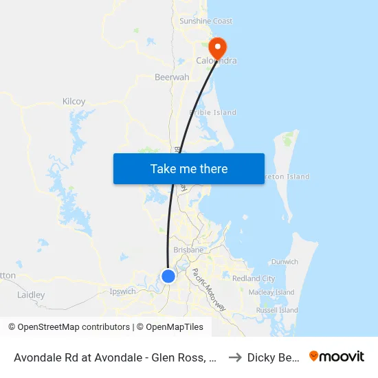 Avondale Rd at Avondale - Glen Ross, Stop 61 to Dicky Beach map