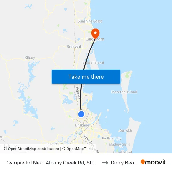 Gympie Rd Near Albany Creek Rd, Stop 42 to Dicky Beach map