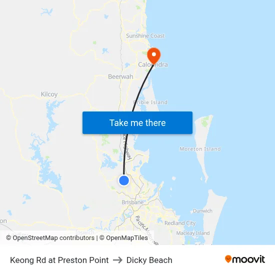 Keong Rd at Preston Point to Dicky Beach map