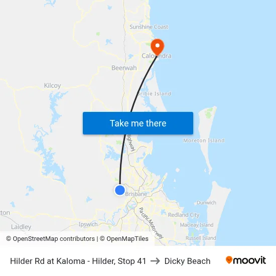 Hilder Rd at Kaloma - Hilder, Stop 41 to Dicky Beach map