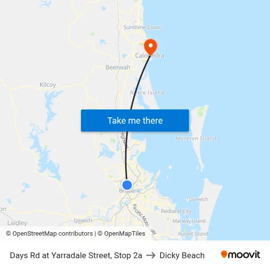 Days Rd at Yarradale Street, Stop 2a to Dicky Beach map