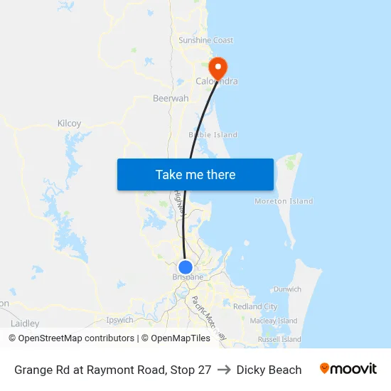 Grange Rd at Raymont Road, Stop 27 to Dicky Beach map