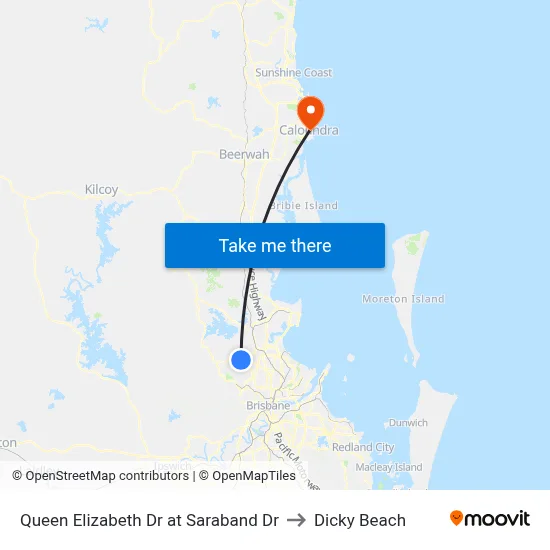 Queen Elizabeth Dr at Saraband Dr to Dicky Beach map