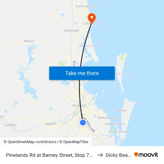 Pinelands Rd at Barney Street, Stop 70/71 to Dicky Beach map