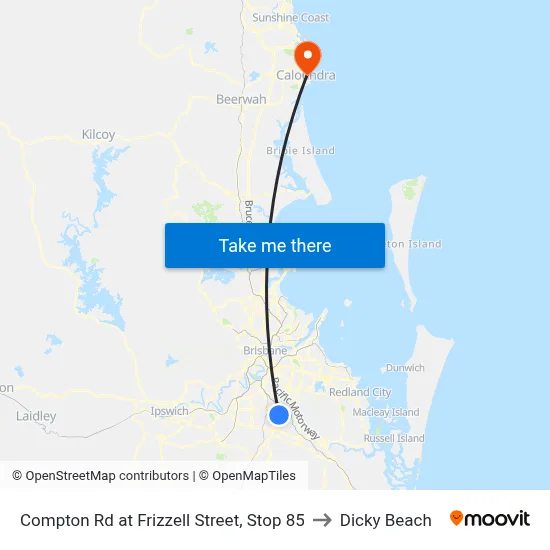 Compton Rd at Frizzell Street, Stop 85 to Dicky Beach map