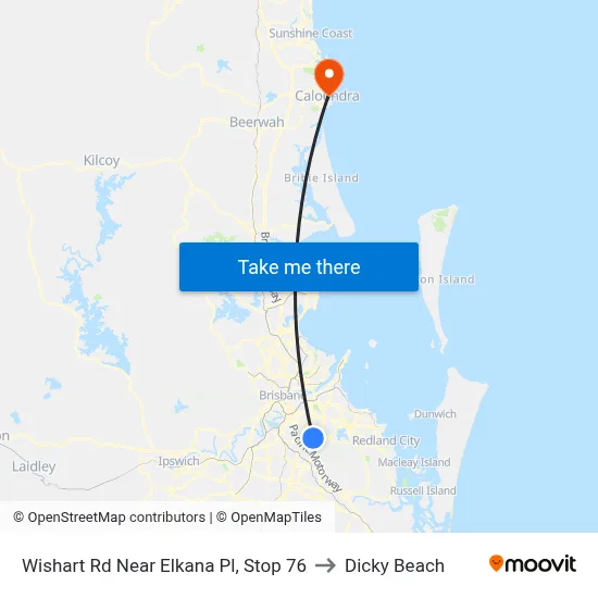 Wishart Rd Near Elkana Pl, Stop 76 to Dicky Beach map
