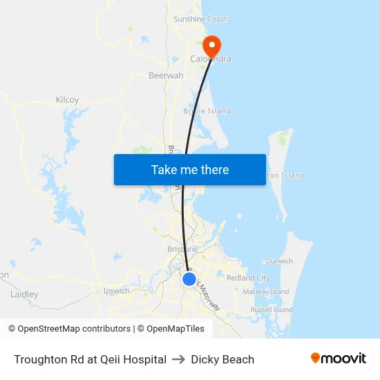 Troughton Rd at Qeii Hospital to Dicky Beach map
