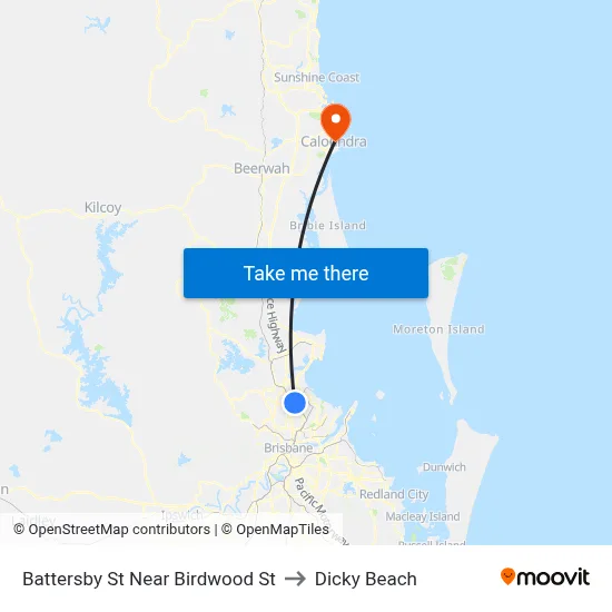 Battersby St Near Birdwood St to Dicky Beach map