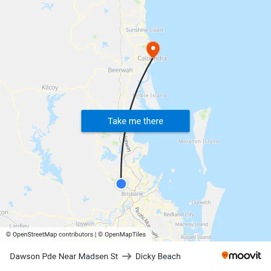 Dawson Pde Near Madsen St to Dicky Beach map