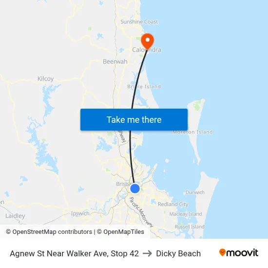 Agnew St Near Walker Ave, Stop 42 to Dicky Beach map