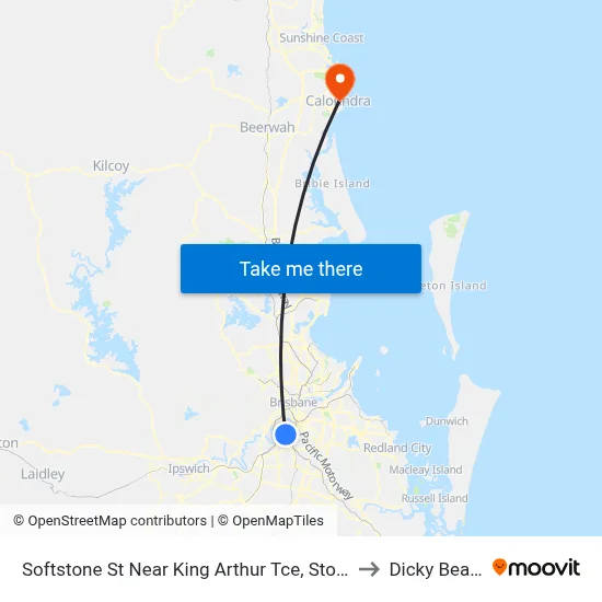 Softstone St Near King Arthur Tce, Stop 38 to Dicky Beach map