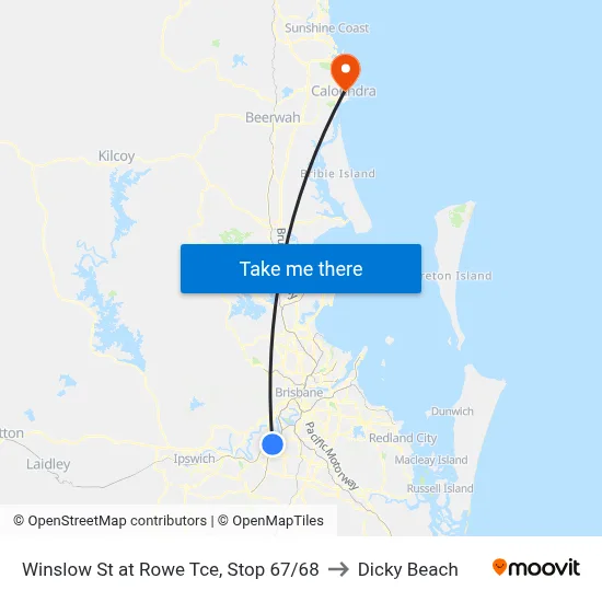 Winslow St at Rowe Tce, Stop 67/68 to Dicky Beach map