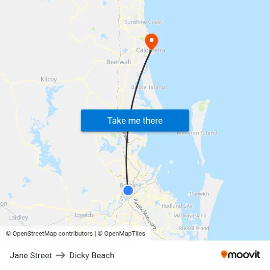 Jane Street to Dicky Beach map