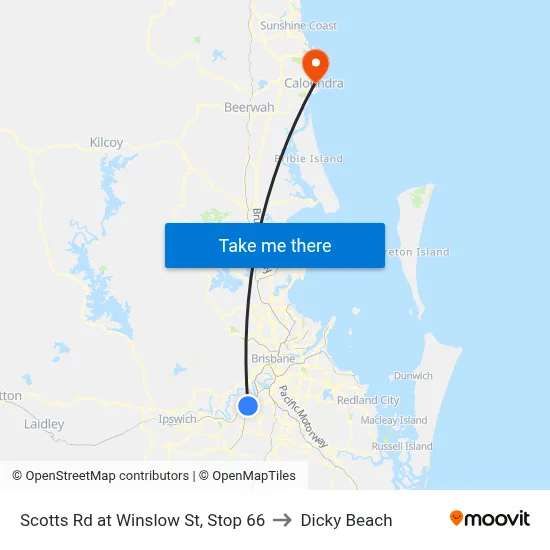 Scotts Rd at Winslow St, Stop 66 to Dicky Beach map