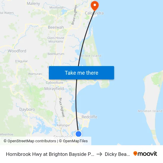 Hornibrook Hwy at Brighton Bayside Park to Dicky Beach map