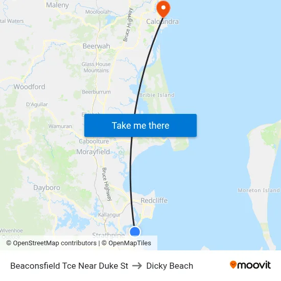 Beaconsfield Tce Near Duke St to Dicky Beach map