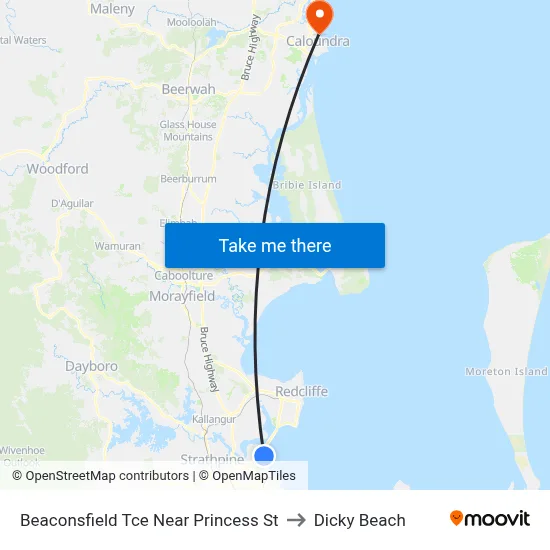 Beaconsfield Tce Near Princess St to Dicky Beach map
