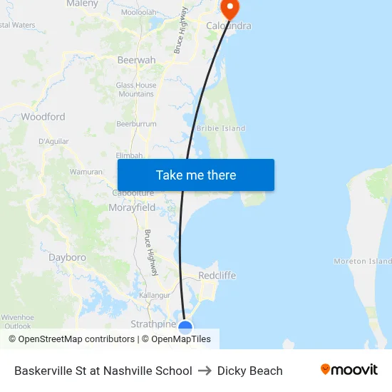 Baskerville St at Nashville School to Dicky Beach map