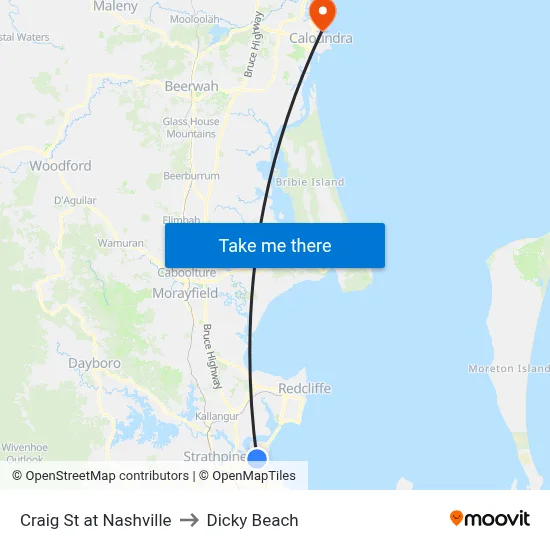 Craig St at Nashville to Dicky Beach map