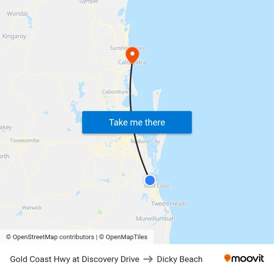 Gold Coast Hwy at Discovery Drive to Dicky Beach map