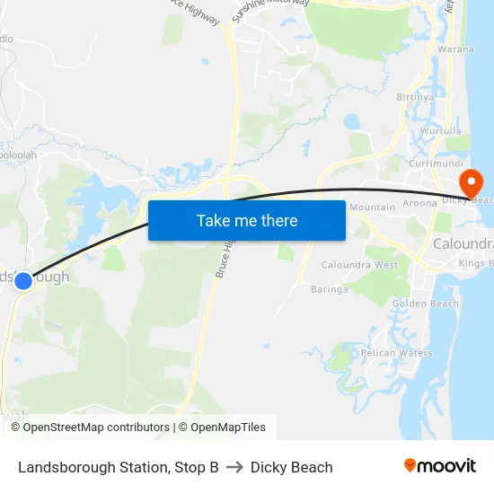 Landsborough Station, Stop B to Dicky Beach map