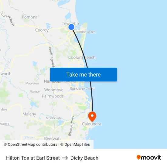 Hilton Tce at Earl Street to Dicky Beach map