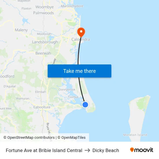 Fortune Ave at Bribie Island Central to Dicky Beach map