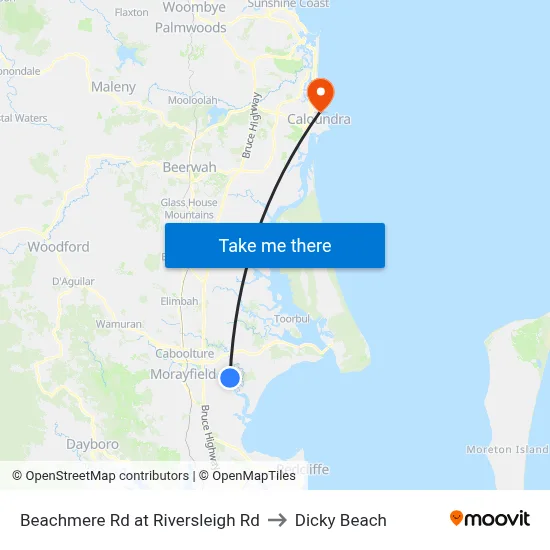Beachmere Rd at Riversleigh Rd to Dicky Beach map