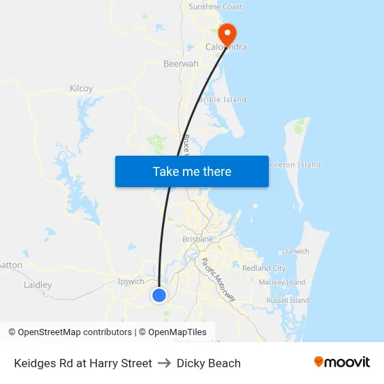 Keidges Rd at Harry Street to Dicky Beach map