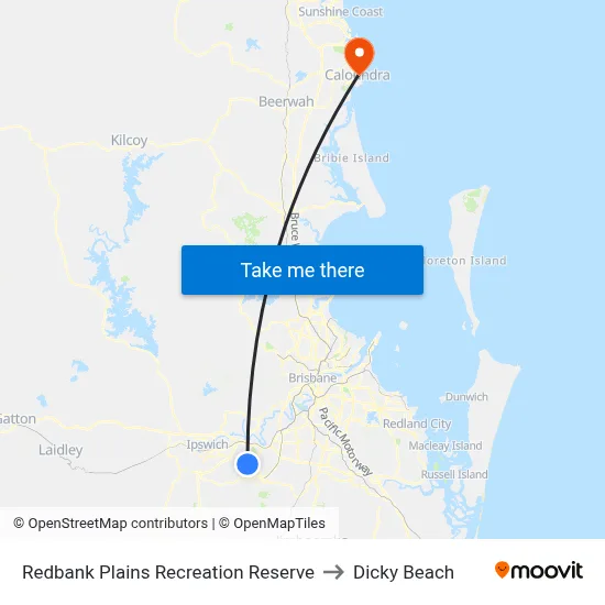 Redbank Plains Recreation Reserve to Dicky Beach map