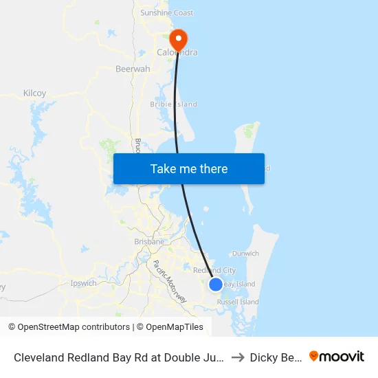Cleveland Redland Bay Rd at Double Jump Road to Dicky Beach map