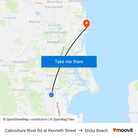 Caboolture River Rd at Kenneth Street to Dicky Beach map
