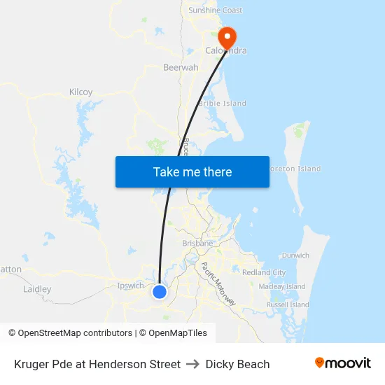 Kruger Pde at Henderson Street to Dicky Beach map