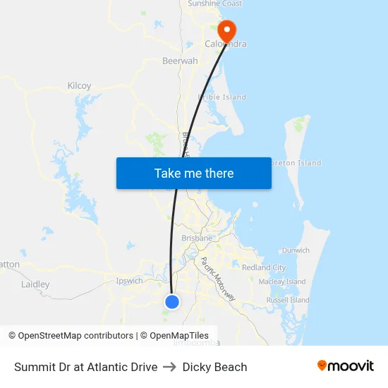 Summit Dr at Atlantic Drive to Dicky Beach map