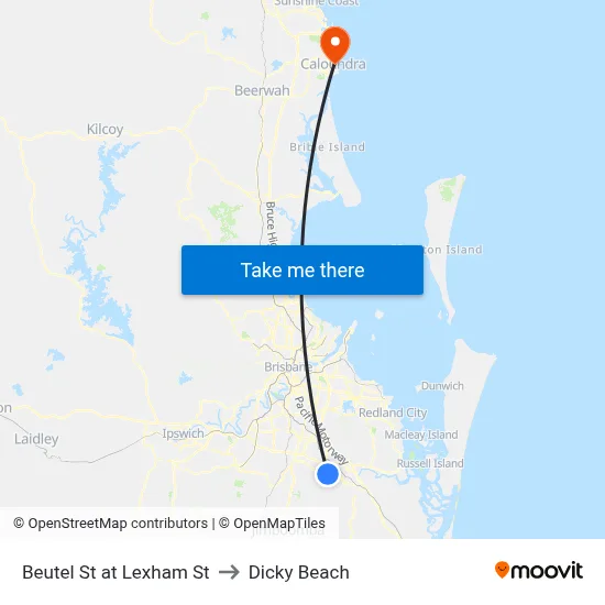 Beutel St at Lexham St to Dicky Beach map